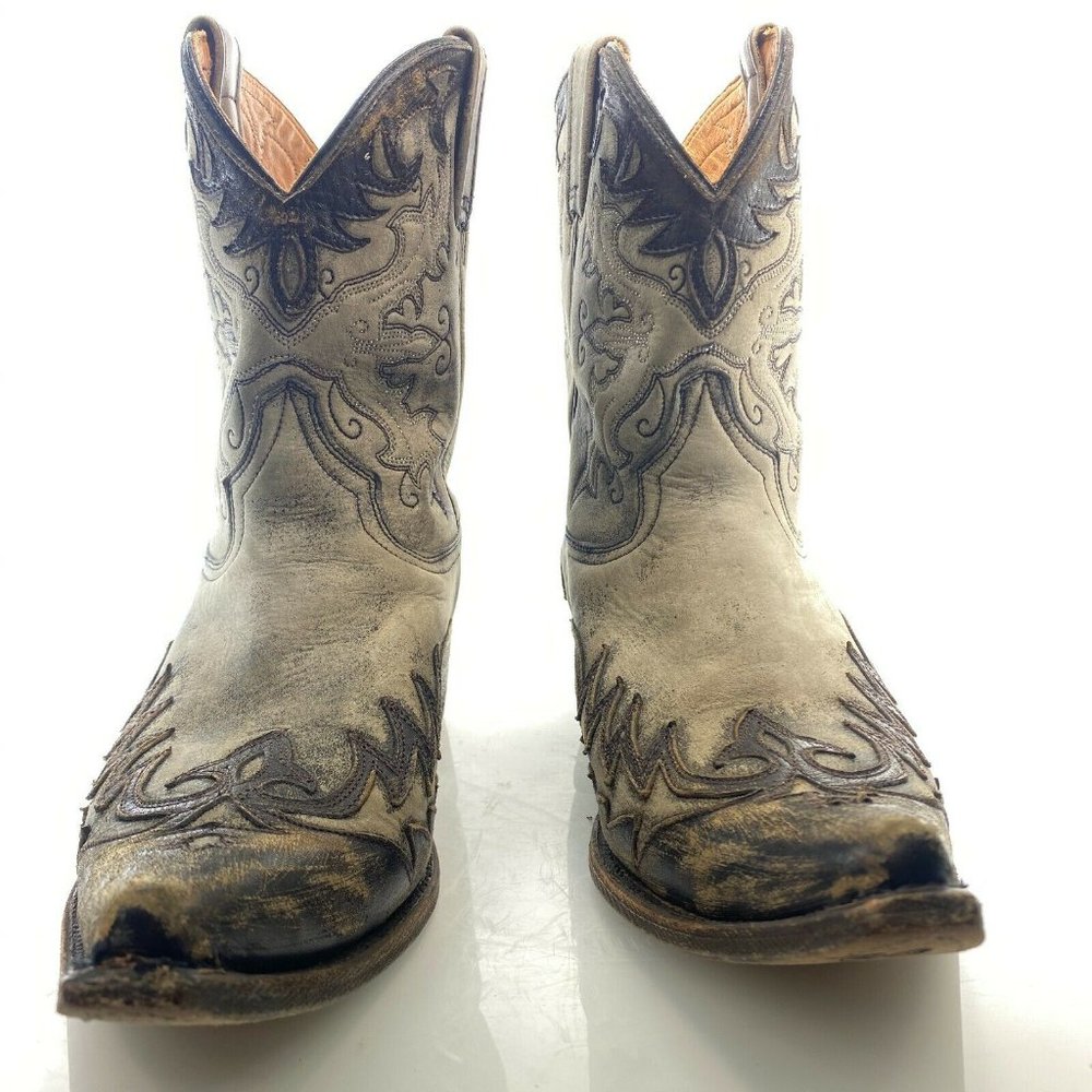 STETSON 10 Handmade Distressed Leather Gray Boots - Picture 3 of 9
